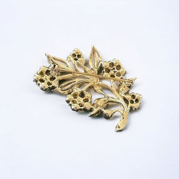 Vintage Lisner Iridescent Austrian Crystal Aurora Borealis Floral Brooch Pin - Picture 2 of 3